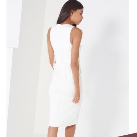 Lavish Alice White Fringe Tie Up Midi Dress - Picture 3 of 7